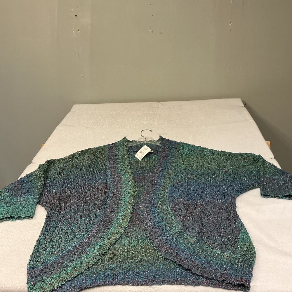 Cato Women's Auqua N Open Front Cardigan Sweater Size 18/20 3/4 Sleeve NWT.3539